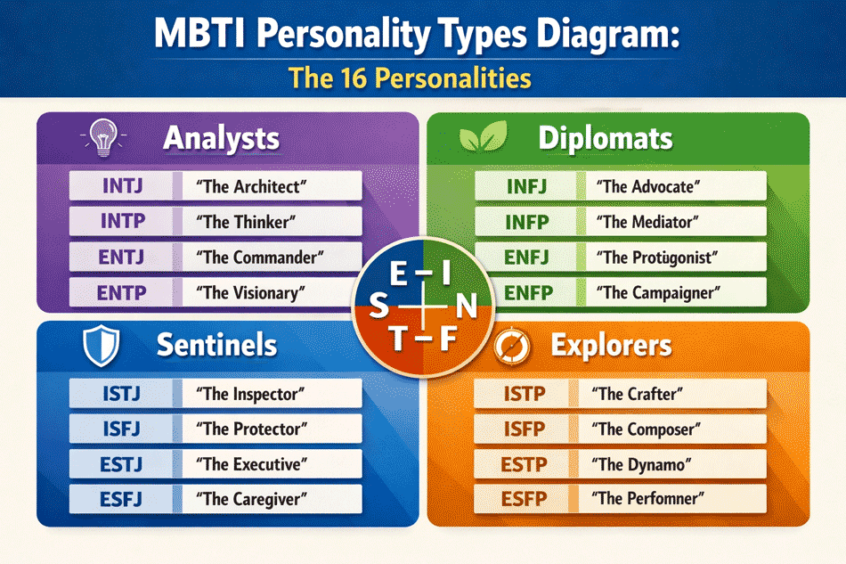 MBTI Personality Types Diagram: Complete Guide to the 16 Personalities