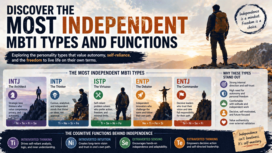 Most Independent MBTI Types: Personality Traits, Cognitive Functions, and What Drives Their Autonomy