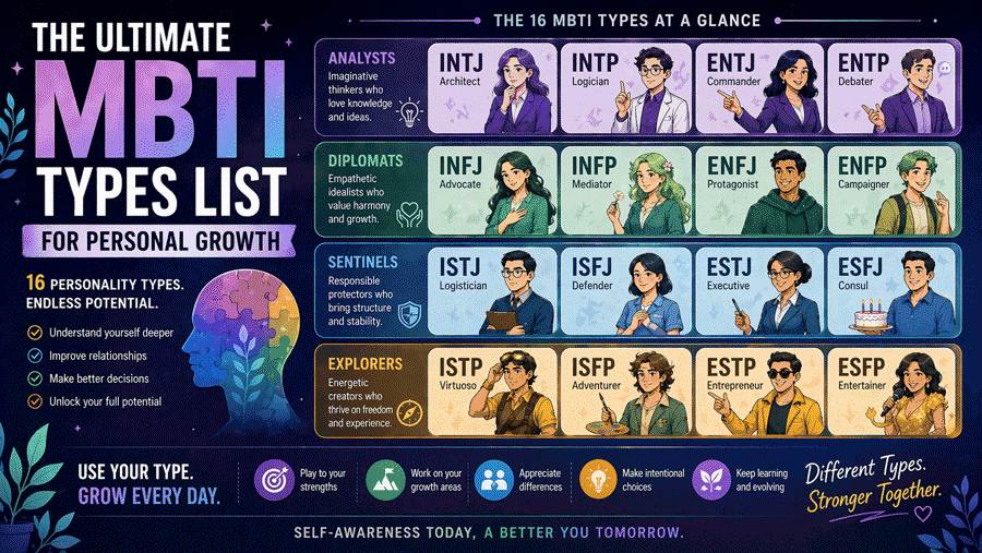 The Ultimate MBTI Types List for Self-Discovery and Personal Growth