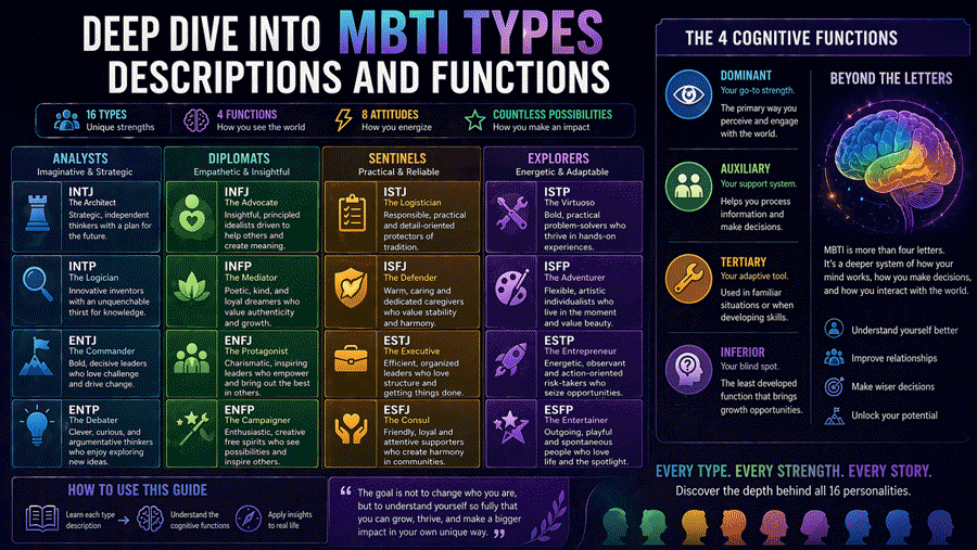 MBTI Types Descriptions: A Deep Dive Into Traits and Cognitive Functions