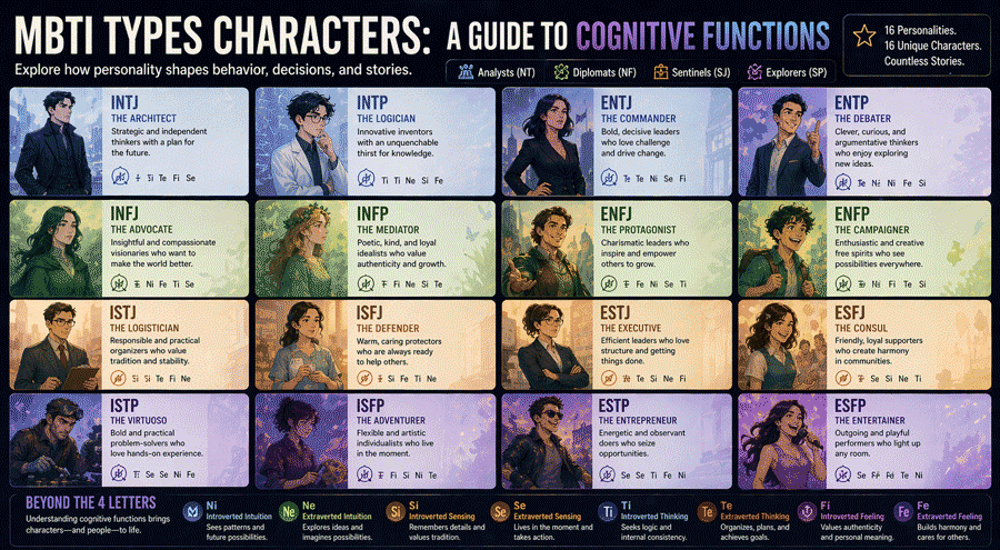 MBTI Types Characters: A Guide to Personality Traits and Cognitive Functions